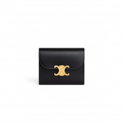 CELINE SMALL FLAP WALLET TRIOMPHE IN SHINY CALFSKIN 10D783DPV.38NO (10.5*8.5*4cm)